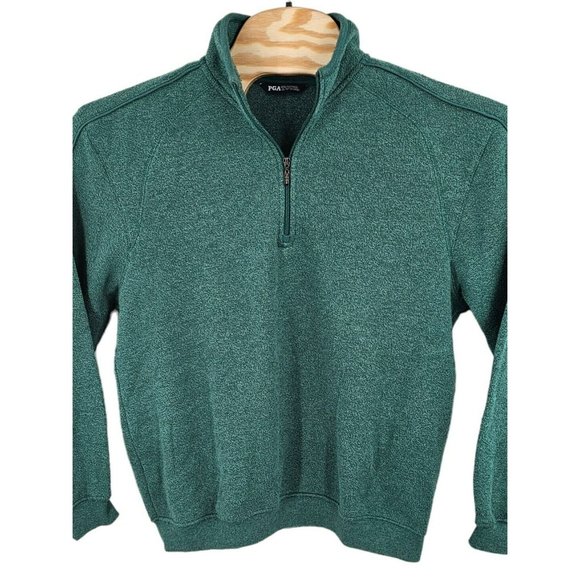 PGA Tour 1/4 Zip Sweater Green Men's Size Medium Golf Birdie Polyester Blend - Picture 4 of 11